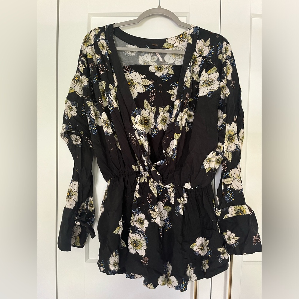 Free People Tunic Floral Long Sleeve Top